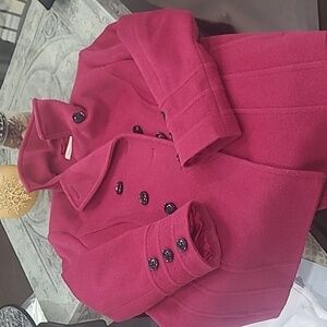 St. JOHNS BAY WOMEN'S PINK WOOL COAT LARGE